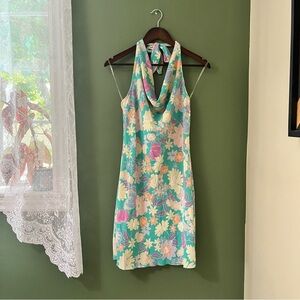 NWT Jessica Simpson floral halter cowl neck dress size large